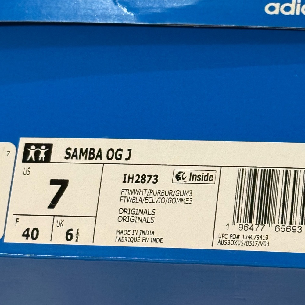 💯 Authentic Adidas Women's Samba White and Purple Sneakers - Picture 2 of 5